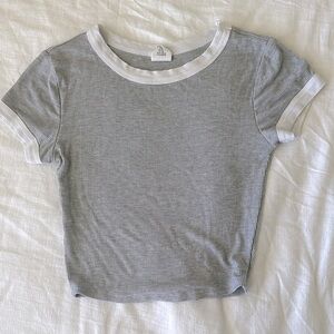 Stretchy Grey and White T-shirt